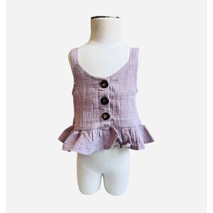 NWT Baby Girls Shishifang Grape Jam Front Button Sleeveless Peplum Top - Sz 2T